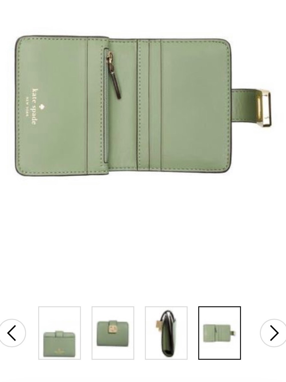 kate spade Green Leather Card & Key Holder with Gold Logo - Picture 3 of 7